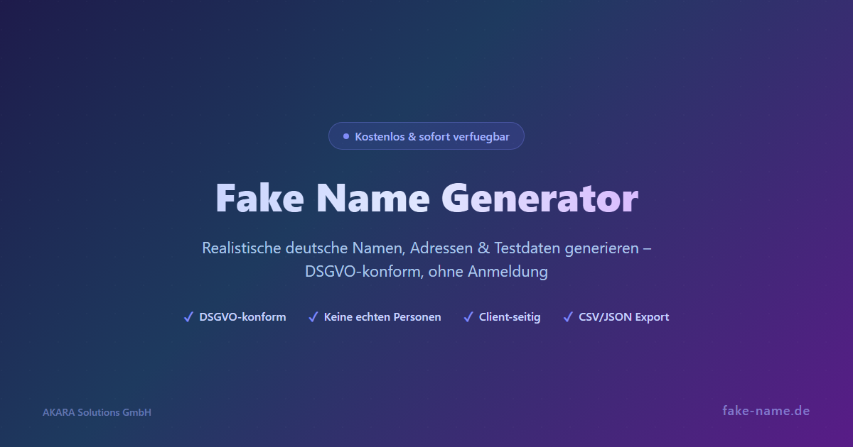 Fake Name Generator • Kostenlos deutsche Namen erstellen